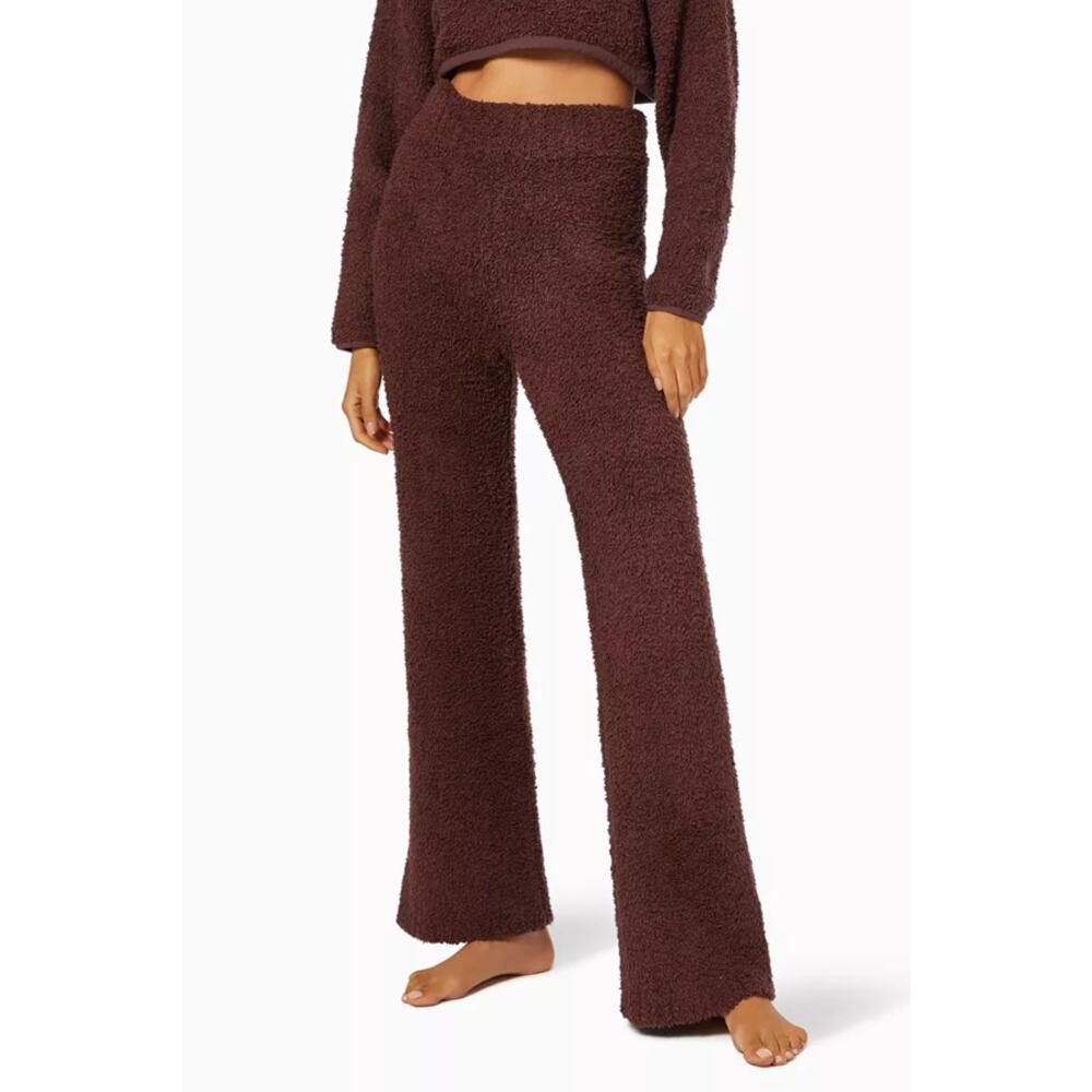 SKIMS Cozy High-Waist Teddy Knit Pants in Dark Brown